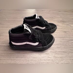 Vans Kids Black and White Velcro Sneakers